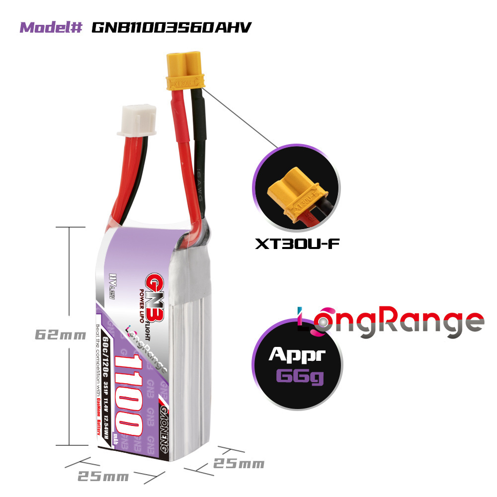 GNB 1100mAh 2S 3S 4S 6S 60C/12 - Drone Lipo Battery review and price